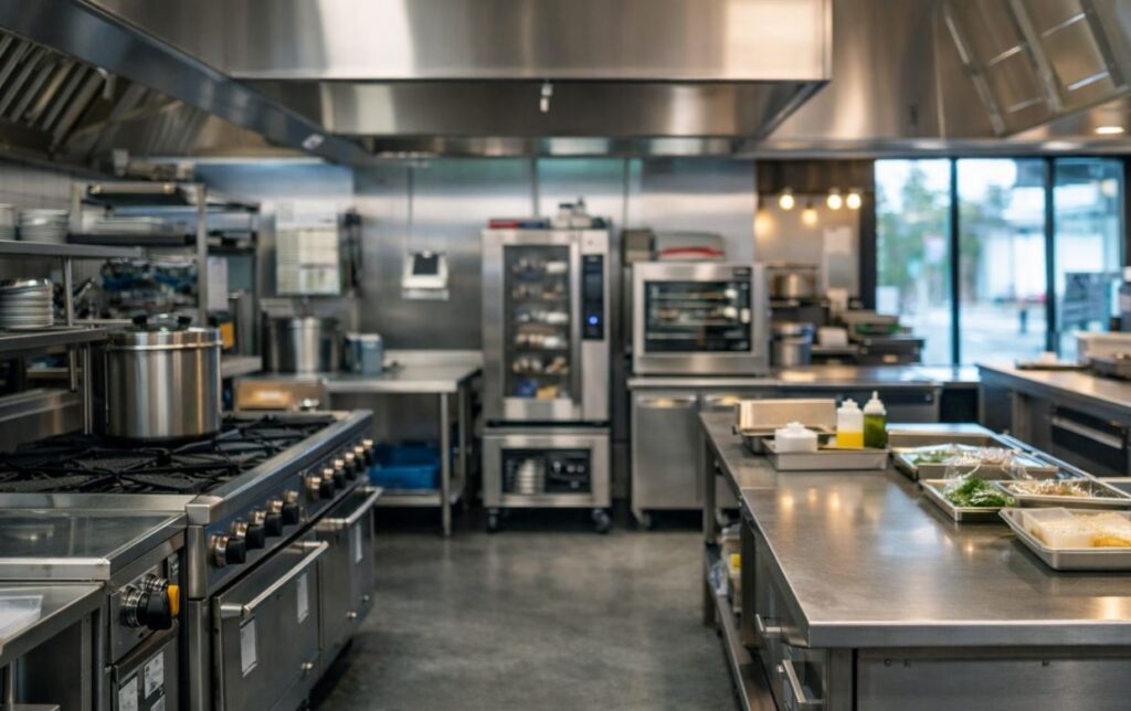 Modernized Restaurant Kitchen Ready For Summer Service modern restaurant kitchen upgraded with new equipment and ready for summer service