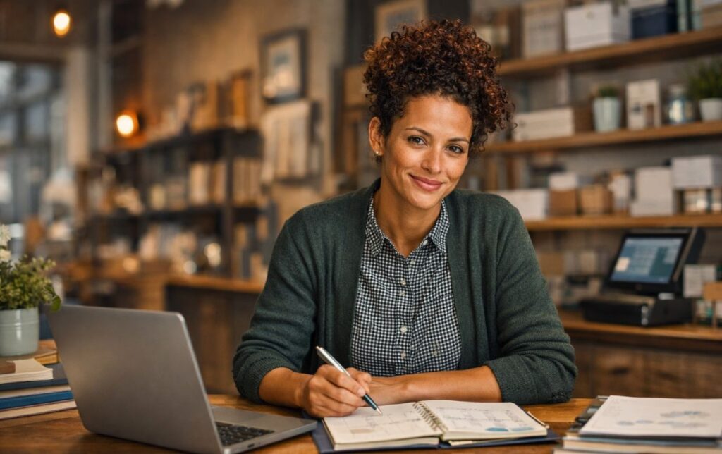 Seasonal Business Financing Q1 Planning Confidence confident small business owner planning seasonal financing strategy for q1