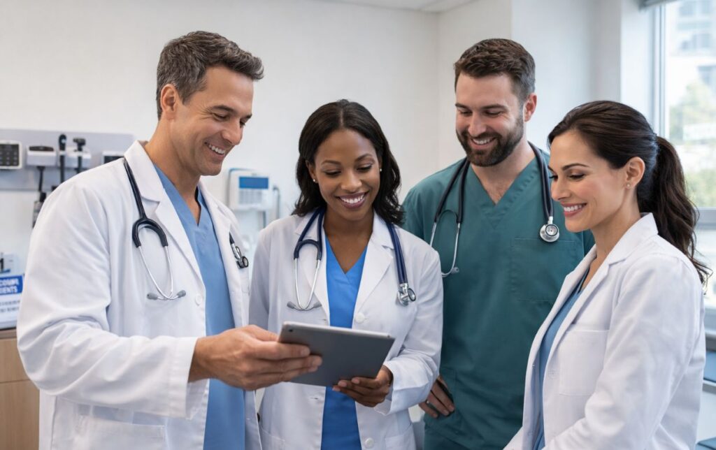 successful medical practice team after expansion with practice financing