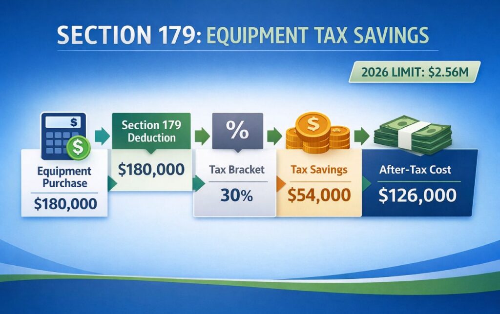 section 179 tax deduction calculation showing equipment financing savings